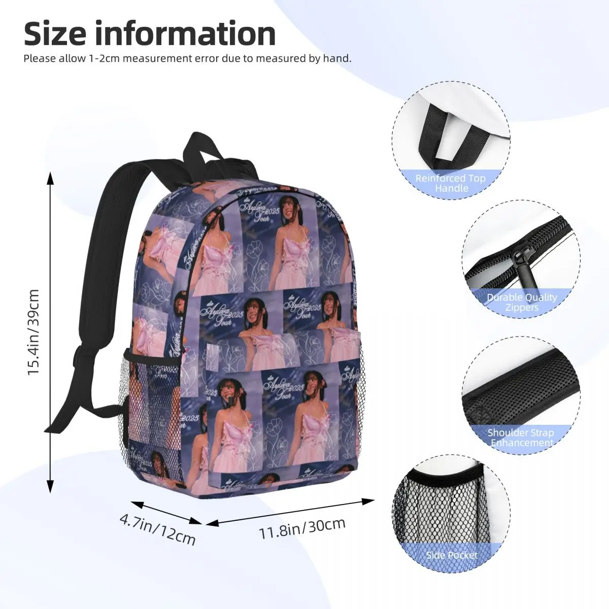 A-Ayliva Cool Singer Tour 2025 Backpack Student BookBag Children School Bag Computer Shoulder Bags for Men Women