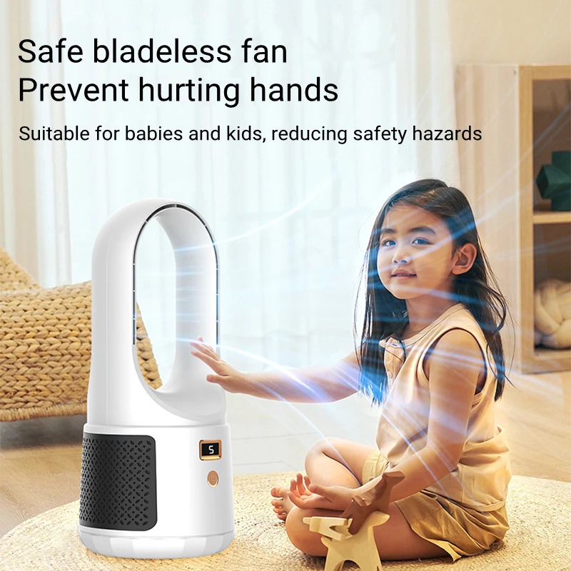 VENTILADOR DE MESA eléctrico sin aspas, dispositivo de refrigeración inalámbrico, recargable por USB, 6 engranajes, 1200mAh