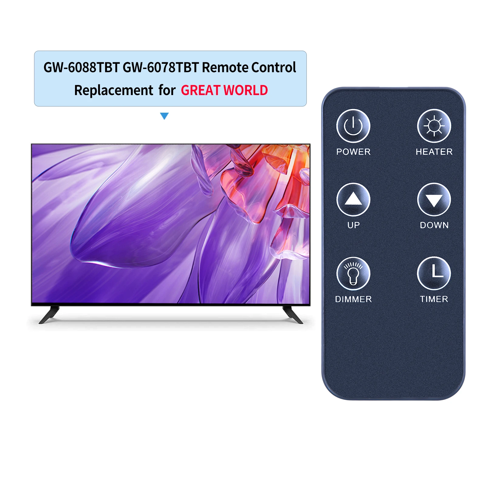 New Remote Control For Great World GW-6088TBT gw-6078tbt Bluetooth Electric Fireplace Heater