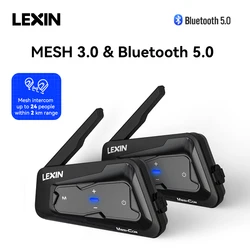 NEW LEXIN-MeshCom Mesh 3.0 Intercom Communication Helmet Headset for Motorcycle,Bluetooth 5.0,Parallel Audio-intercom and stream