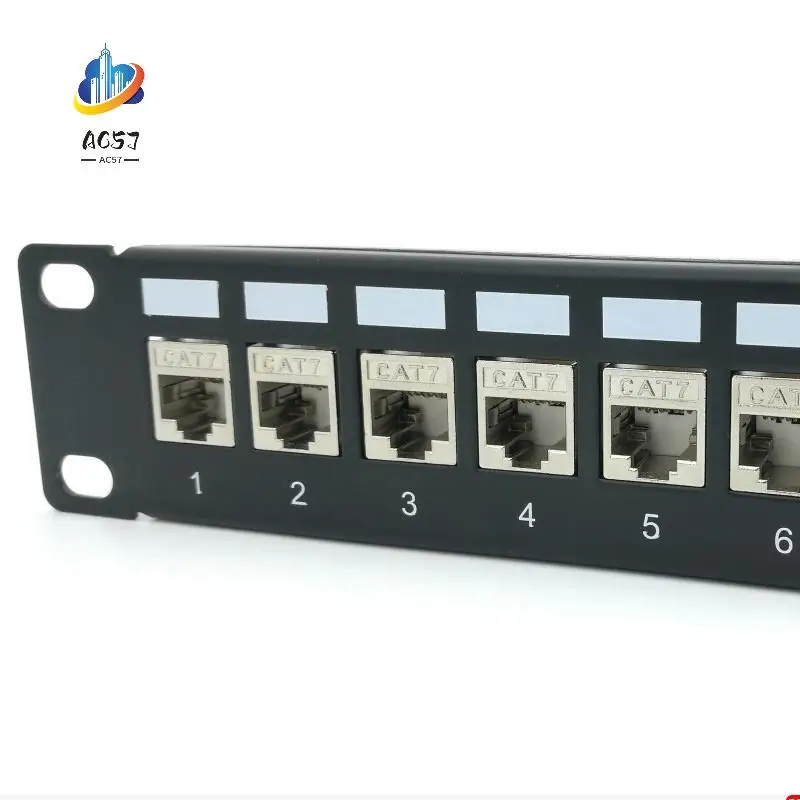 

AC57-Cat7 Patch Panel 24Port CAT7/CAT6A FTP Patch Panel Full Shielded Incl. 24X Cat7 Shielded Keystone Adapter 1U 19 Inch