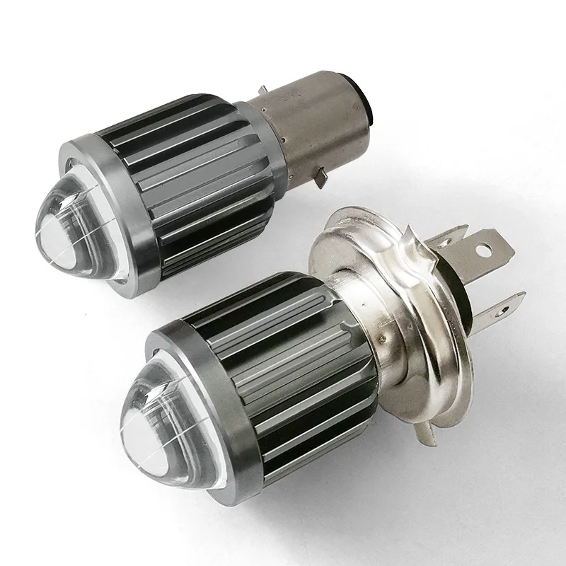 Motorcycle Lights H4 Yellow White Dual Color High And Low Beam Headlights LED Small Steel Cannon Spotlights Lens Light Universal