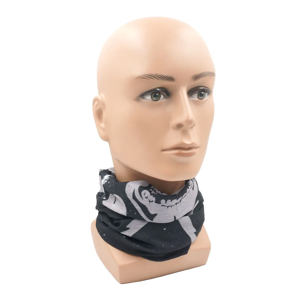 Cosplay Skull Neck Gaiter for Party Quickdry Breathable Art Painting Movie Black Headscarf for Men Women Cycling Hiking Bandana