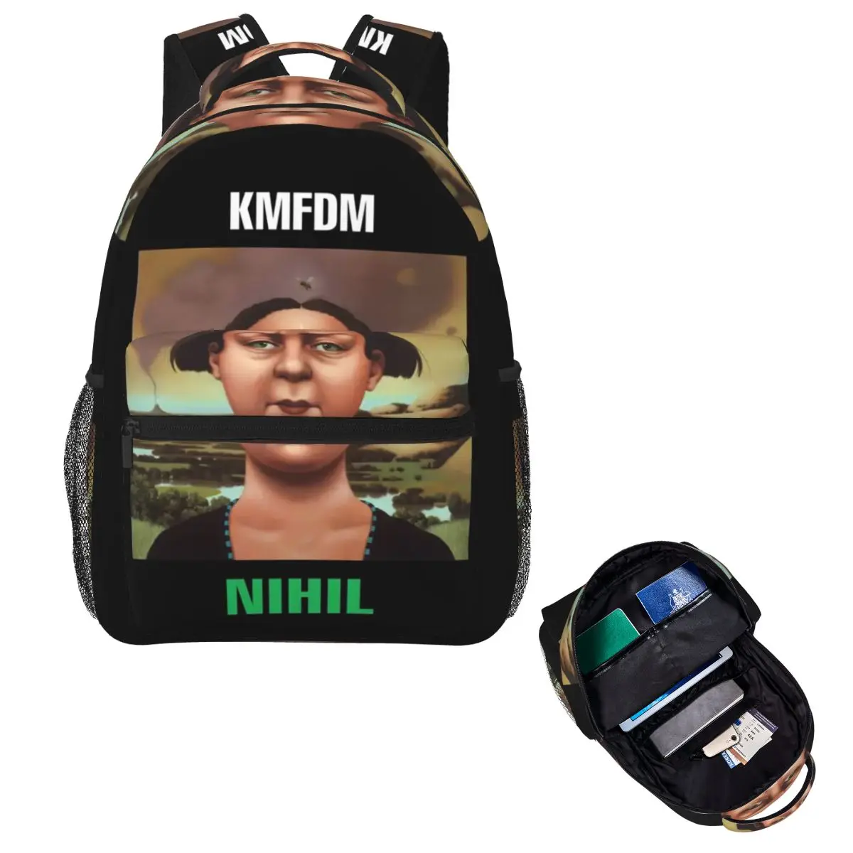 Band Kmfdm Nihil Album Student Backpack School Bag Hiking Travel Daypack for Men Women Fashion Bookbag Shoulder Bags