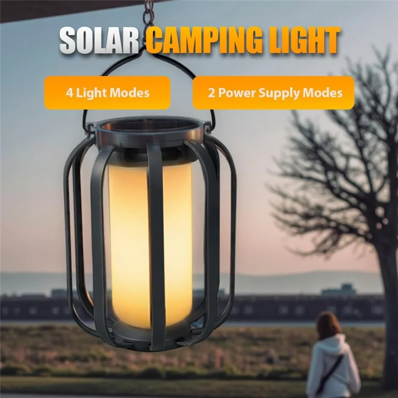ABZL Cintilação Auto On/Off 2PCS Lanterna Solar Sem Chama com Base - 4 Modos de Ajuste Via USB-C Carregamento Solar