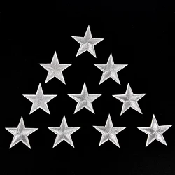 10PCS Silver Stars Embroidered Patches Sew Iron On Badges For Dress Bag Jeans Hat T Shirt DIY Appliques Craft Decoration