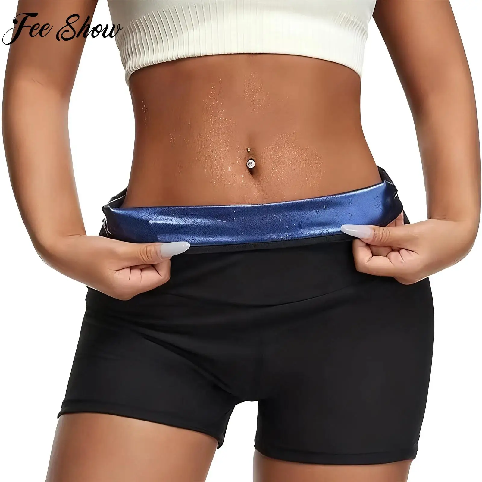 

Women Breathable Sauna Sweat Shorts High Waist Tummy Control Workout Shorts for Yoga Gym Fitness Sports Cycling Running Costumes
