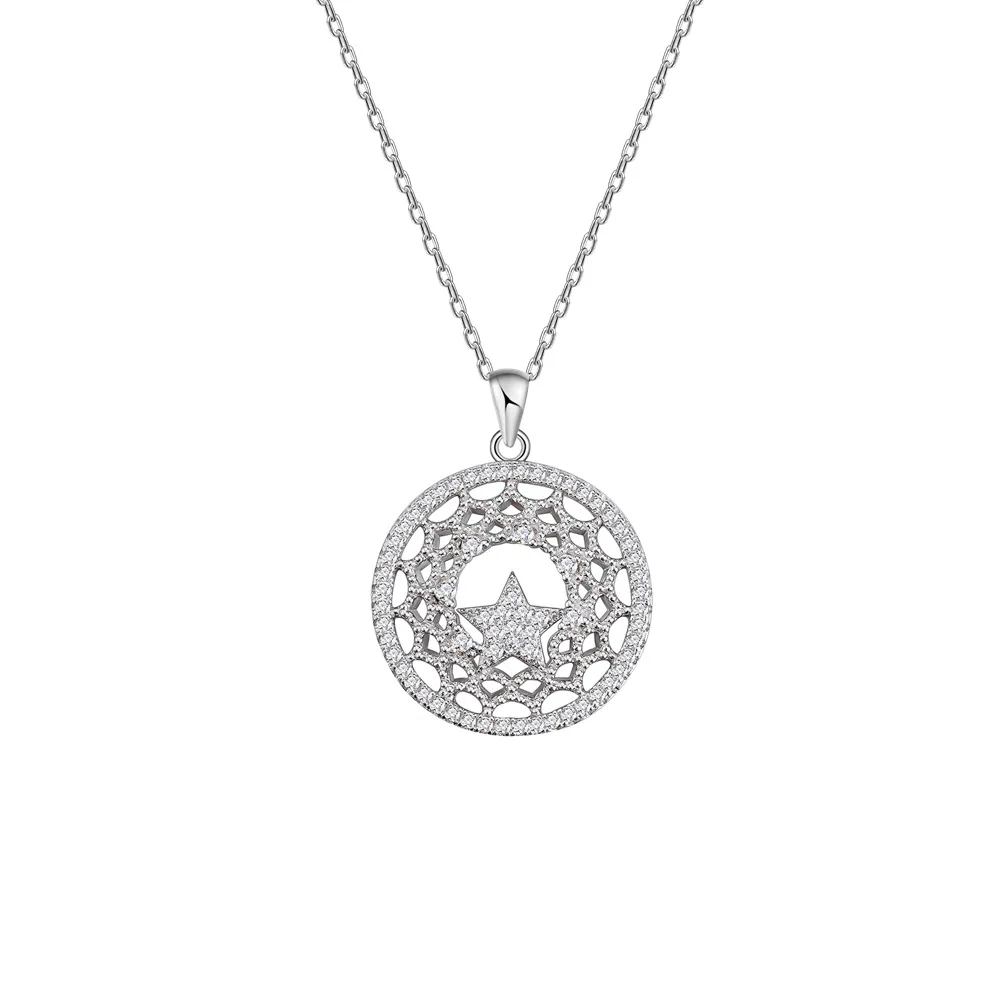 Zhenchengda S925 Pure Silver Mesh Lace Star Necklace Wholesale Female Non Fading