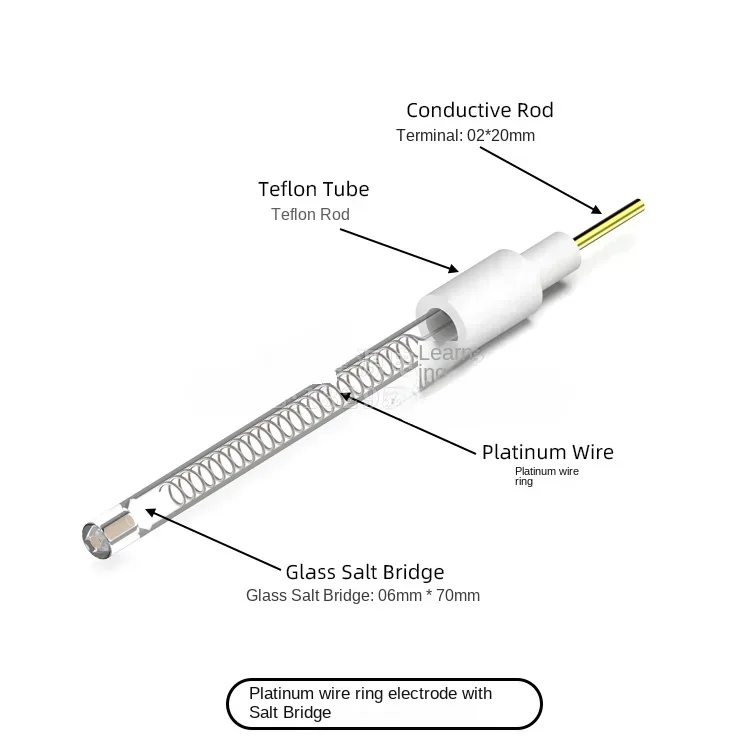 Platinum wire ring electrode with salt bridge (Pt ≥ 99.99%)