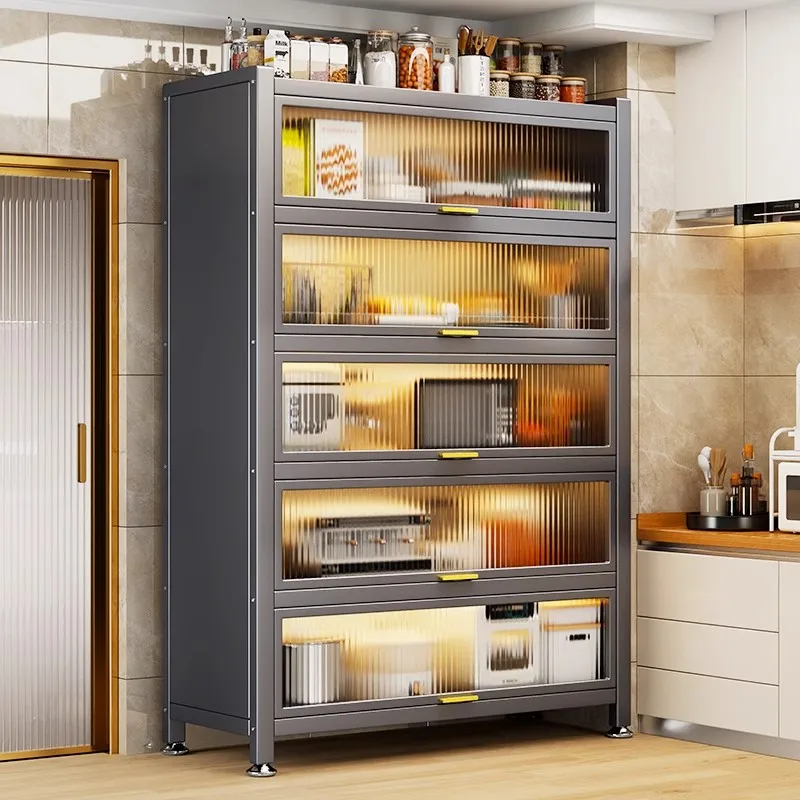

Flip Door Design Storage Cabinets Large Capacity Suitable for Kitchen Dishes Storage Seasoning Bottles POTS Storage Cabinets