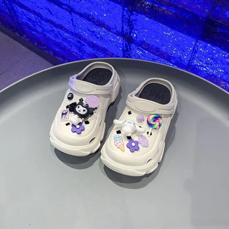 

Sanrio Kuromi Girl Summer Sandal Children Cartoon Anime Leisure Fashion Outdoors Kawaii Soft Sole Beach Slippers New Style Hot