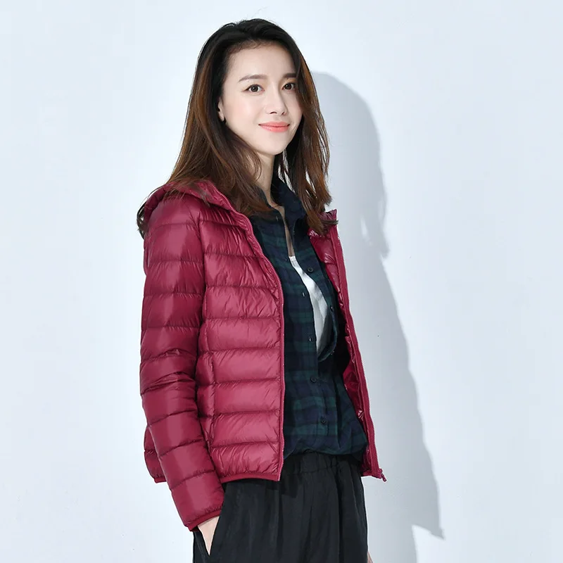 Plus Size S-8XL Down Jacket Women Short Portable Lightweight Warm Slim Fit  White Duck Down Padded Coats for Women JK-048