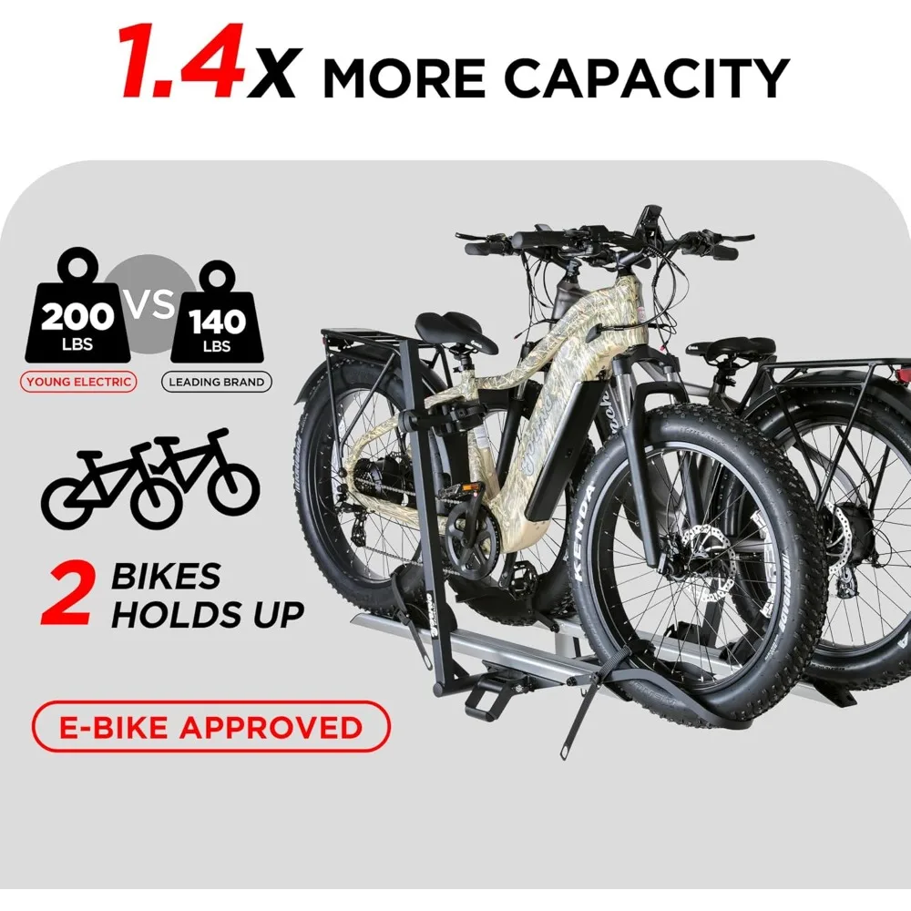 حامل دراجة مثبت على وصلة من الألومنيوم بسعة 200 رطل للدراجات القياسية والدراجات الإلكترونية، ومقطورة شاحنة SUV مناسبة للسيارات وRV