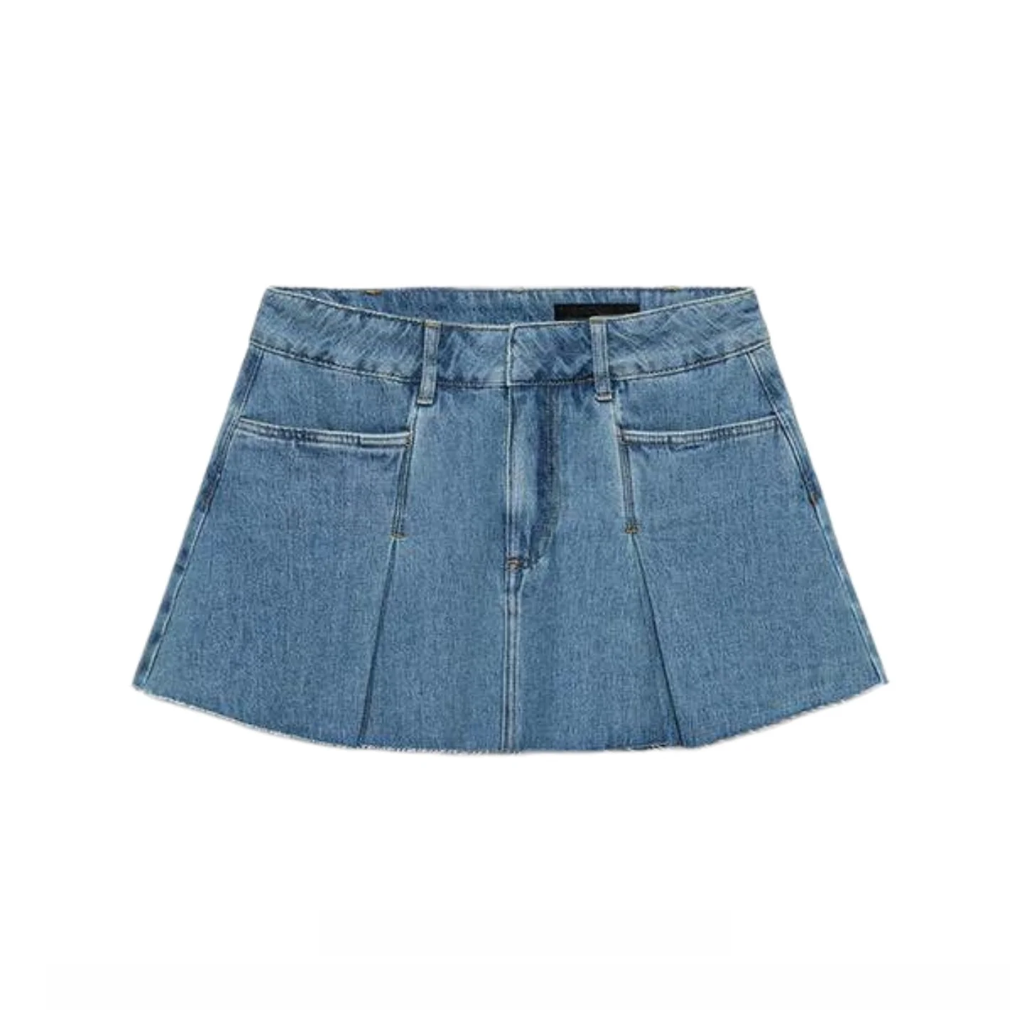 Fashionable Versatile Mid-Waist Wide Pleat Decorated Denim  Skirt New Arrival Women's Clothing Spring Summer 2026