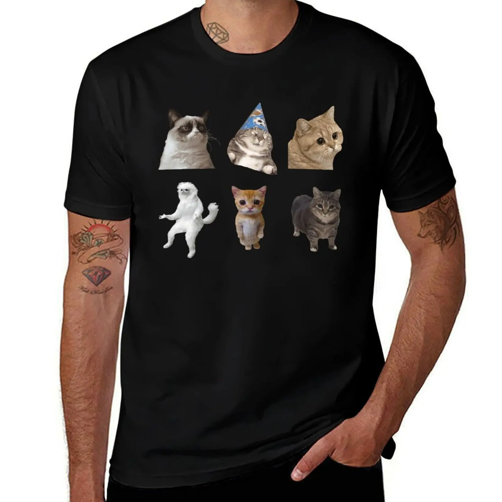 

Cat Memes – Funny Sticker Collection T-Shirt animal prinfor boys aesthetic clothes Luxury man men t shirts high quality