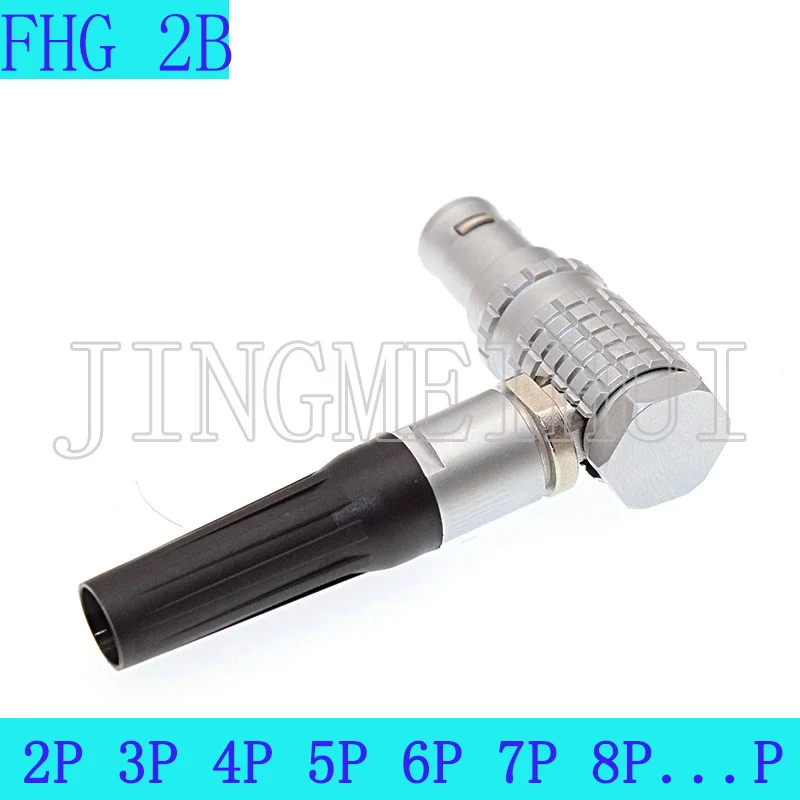 

FHG 2B 2 3 4 5 6 7 8 10 Pin Metal Circular Push-pull Self-locking Connector Elbow 90° And key G Male Plug For Industrial Camera