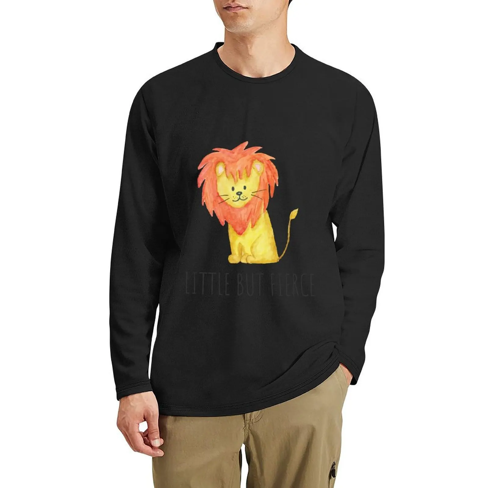 

Little but Fierce – Watercolor Lion Art Long T-Shirt boys t shirts customized t shirts tees slim fit t shirts for men