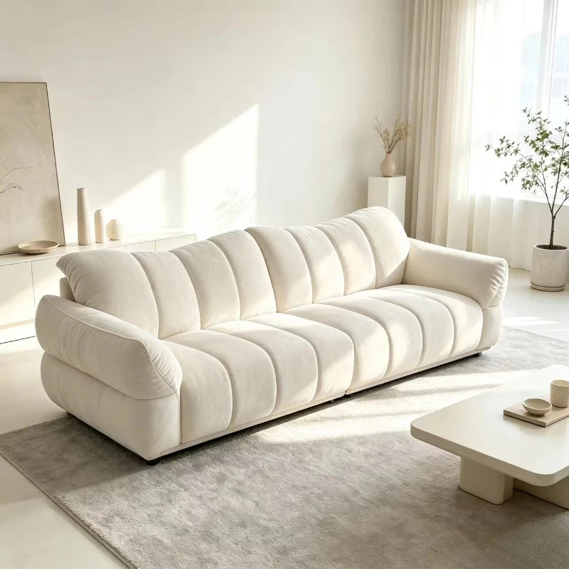 Popular fabric living room sofa 3-seat soft foam sofa, modern high-end sofa, new designer sofa, home cream sofa