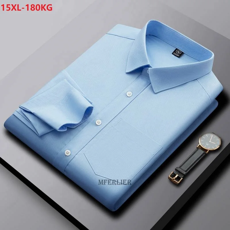 

high quality 13XL 15XL 165KG autumn winter Men Dress Shirt long Sleeve Plus Size Wedding Business Formal Office casual Shirts