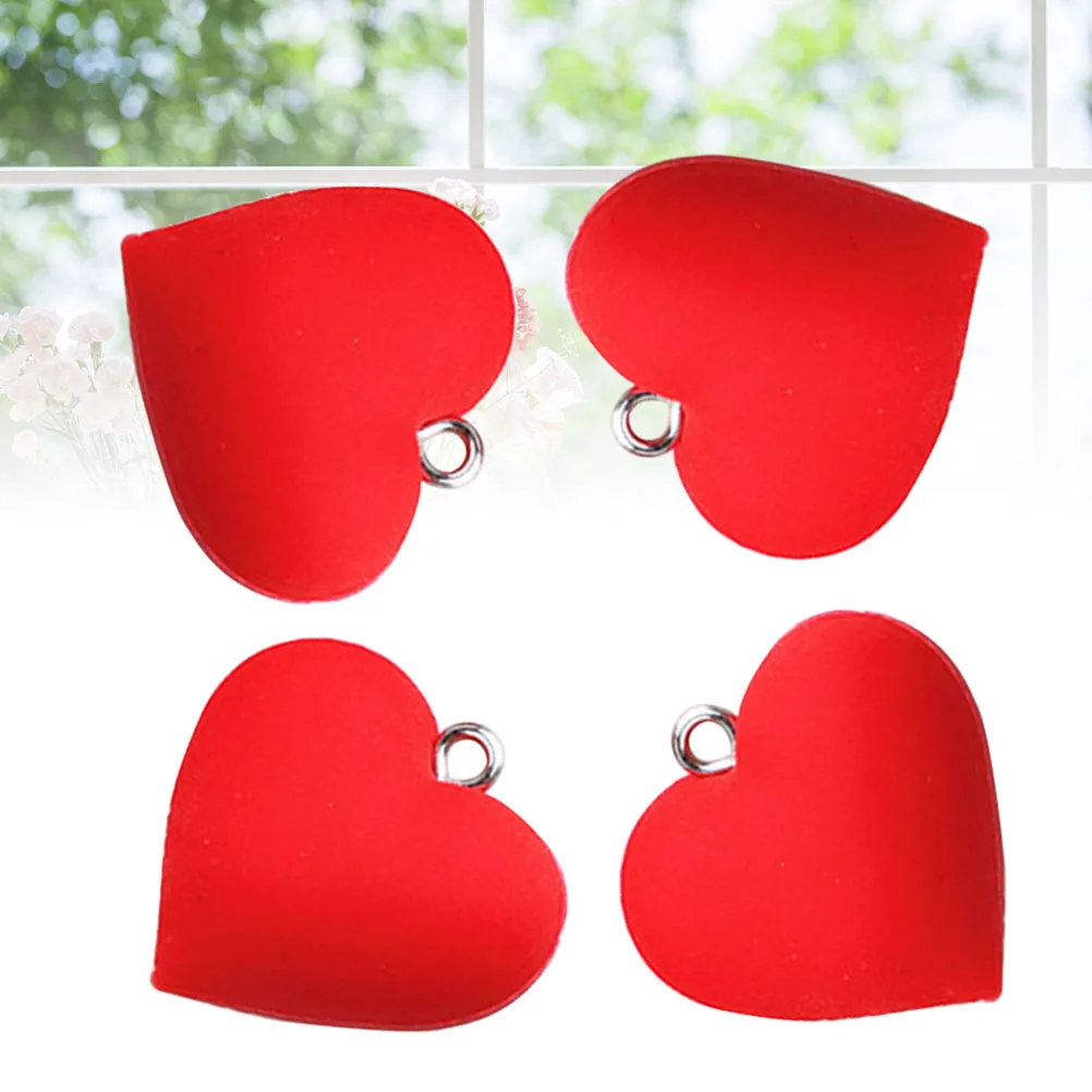 

10Pcs Durable Red Rubber Heart Eardrop Pendant Charms for DIY Jewelry Making Accessories Necklaces Bracelets Earrings