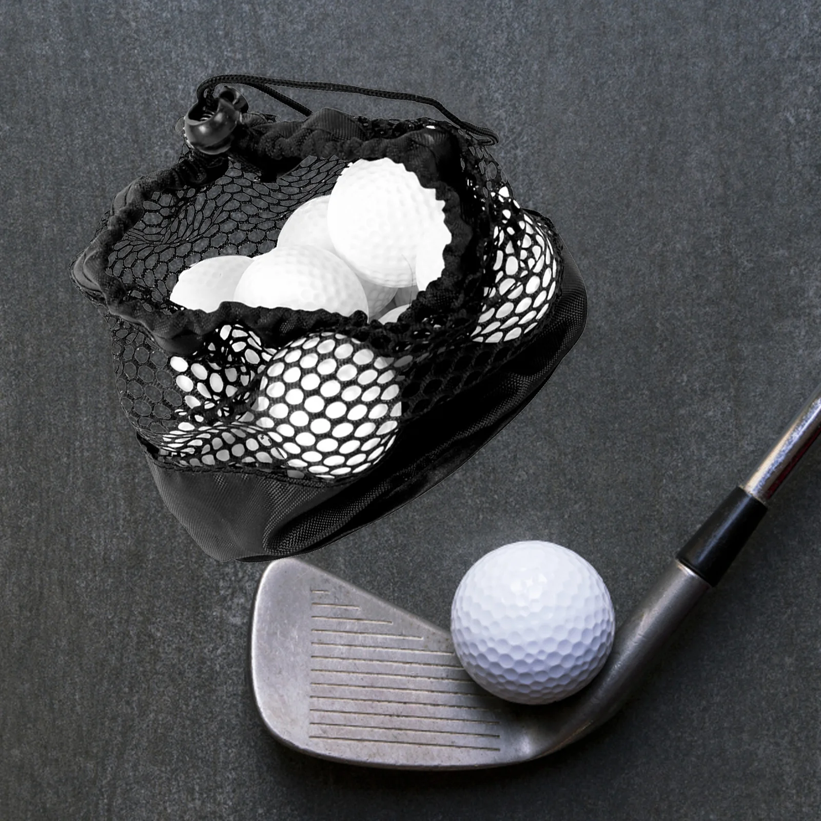 2pcs Golf Ball Mesh Bag Lightweight Nylon Drawstring Pouch Holds 12-16 Balls Portable Storage For Tennis Table Tennis Sports