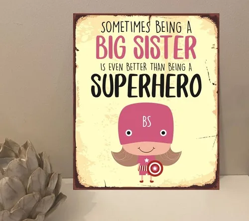 1x Big Sister Superhero Quote Metal Plaque Sign Gift House Novelty (mt654) --Tin Sign