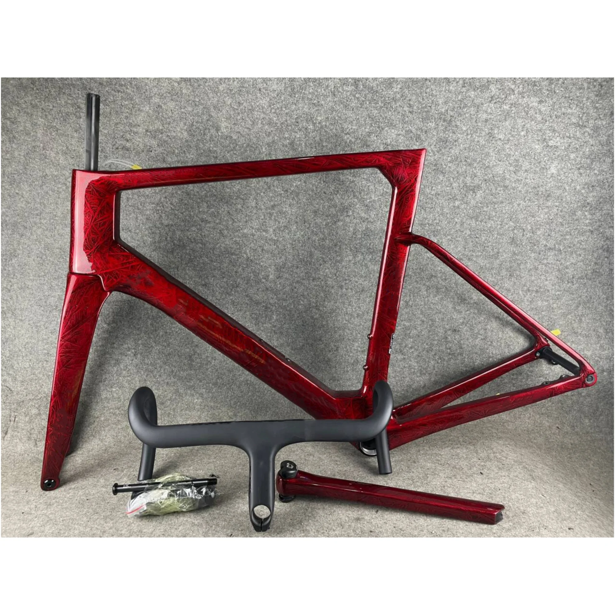 OSTRO Road Carbon Frame Ice Cracks Color Speed Bike Frames T1000 UD T47 Disc Brake Racing Bicycle Frameset+Handlebar Custom Logo