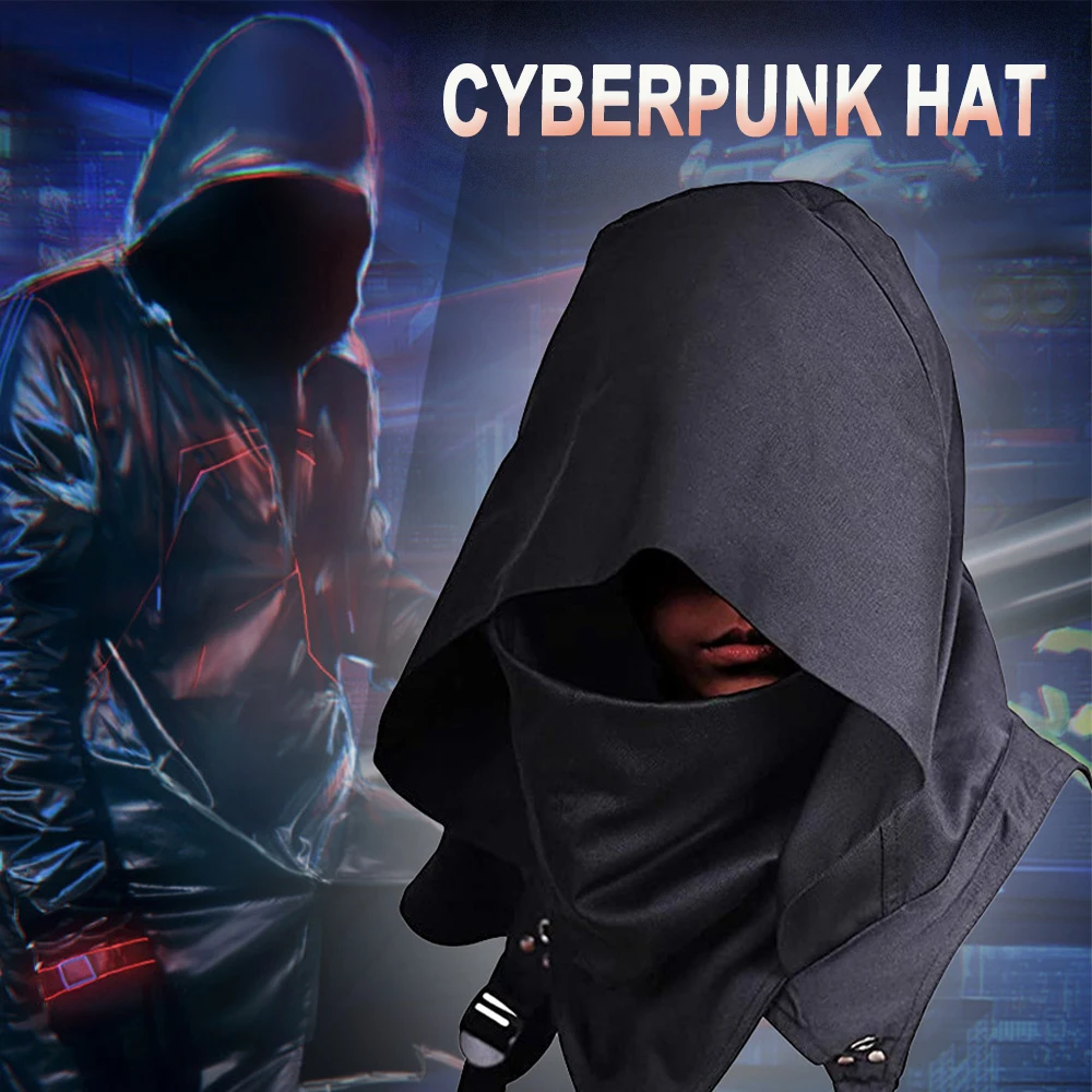 

Tactical Cyberpunk Hat Adjustable Hooded Cape Cowl Men Women Cosplay Horror Cotton Hat Mask Adult Role-Playing Accessories Prop