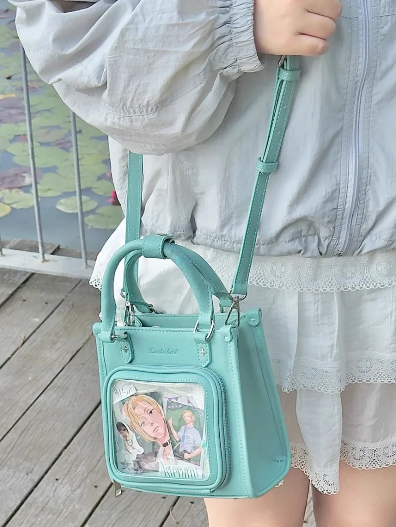 Japanese Cute Ita Bag All Match Transparent Crossbody Bags Women Sweet Solid Candy Color Dispaly Shoulder Bag Bolsas Mujer