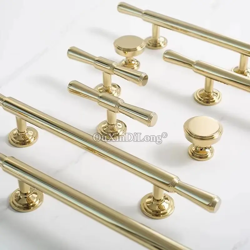 High-end Luxury 10PCS French Pure Brass Gold Furniture Handles Drawer Pulls Cupboard Wardrobe Kitchen TV Wine Cabinet Pull Knobs
