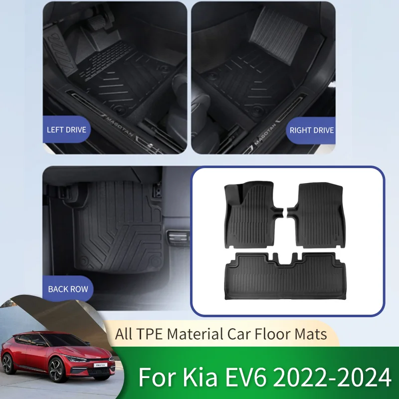 TPE Car Waterproof Non-slip Floor Mats Full Surround Protective Liner Foot Pad Carpet for Kia EV6 CV 2022 2023 2024 Accessories