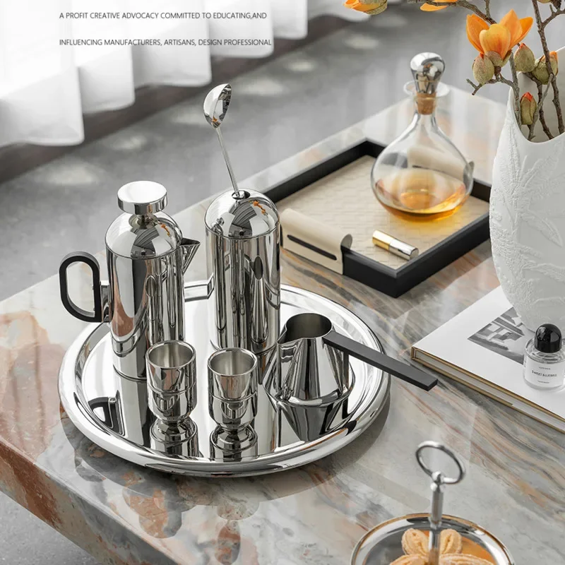 

European Stainless Steel Hand Mill Coffee Pot Method Press Milk Pot Storage Tray Kitchen Supplies Housewarming Gifts