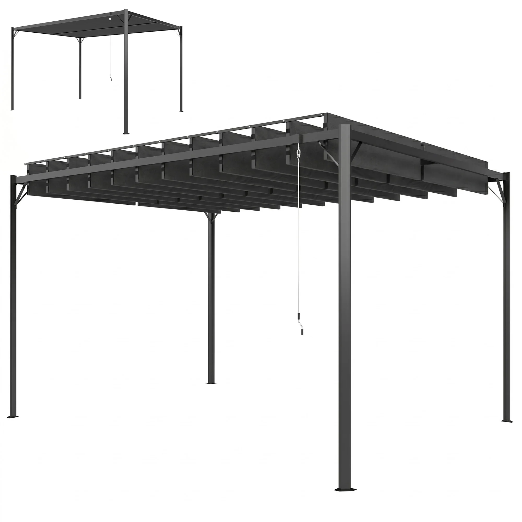 Outsunny Pérgola de Jardín 3x4 m con Techo de Lamas Orientables UPF50+