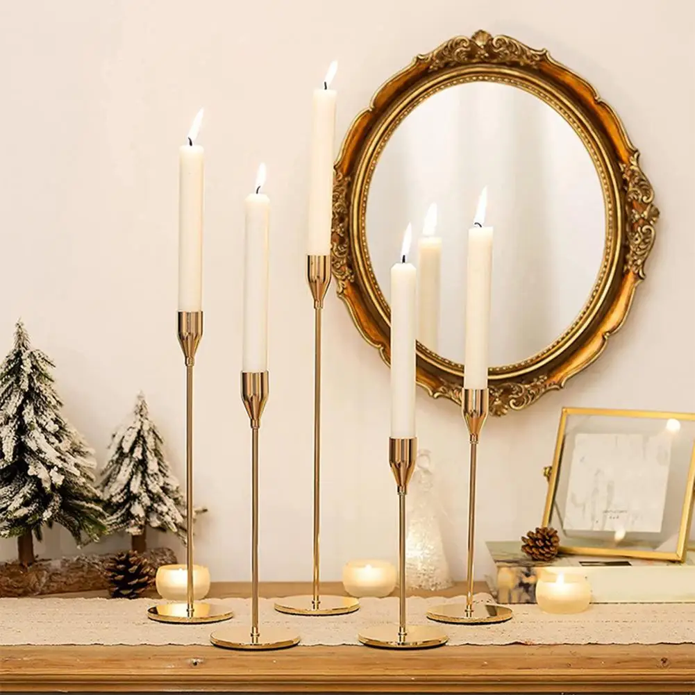 

Metal Candle Holder Set Elegant Metal Candle Holders for Tall Taper Candles Modern Home Decor Table for Dining for Family