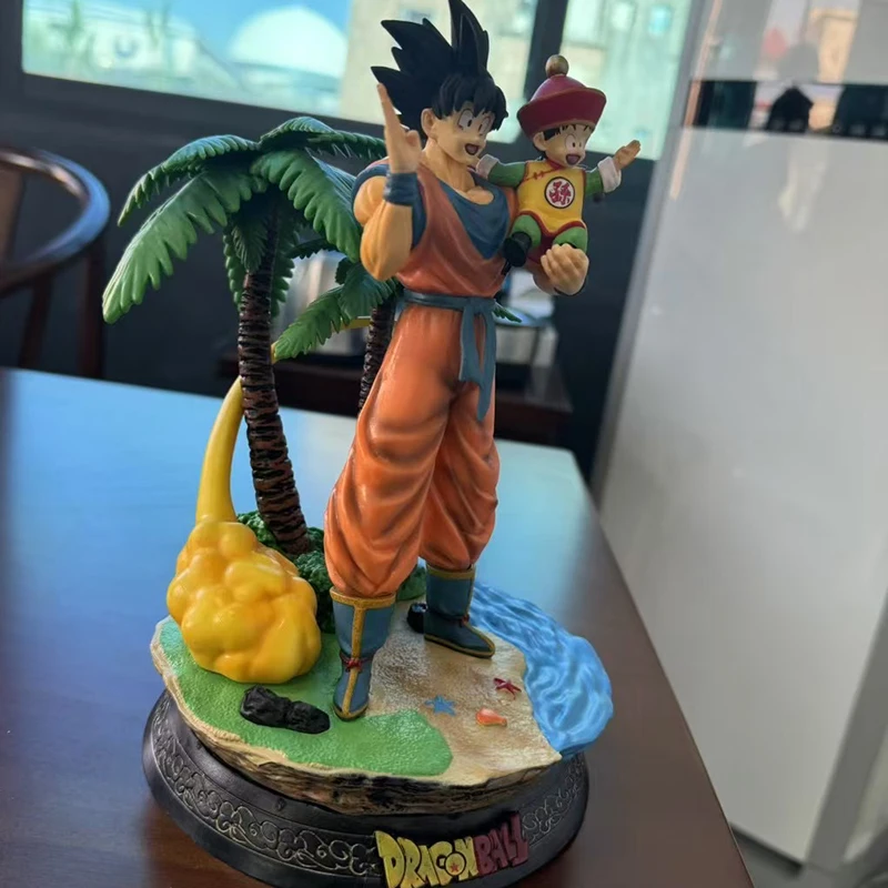 25cm Dragon Ball Sun Wukong Father and Son Earth Warrior Scene Statue Anime Accessories Handmade Models Toys Gifts Action Figure