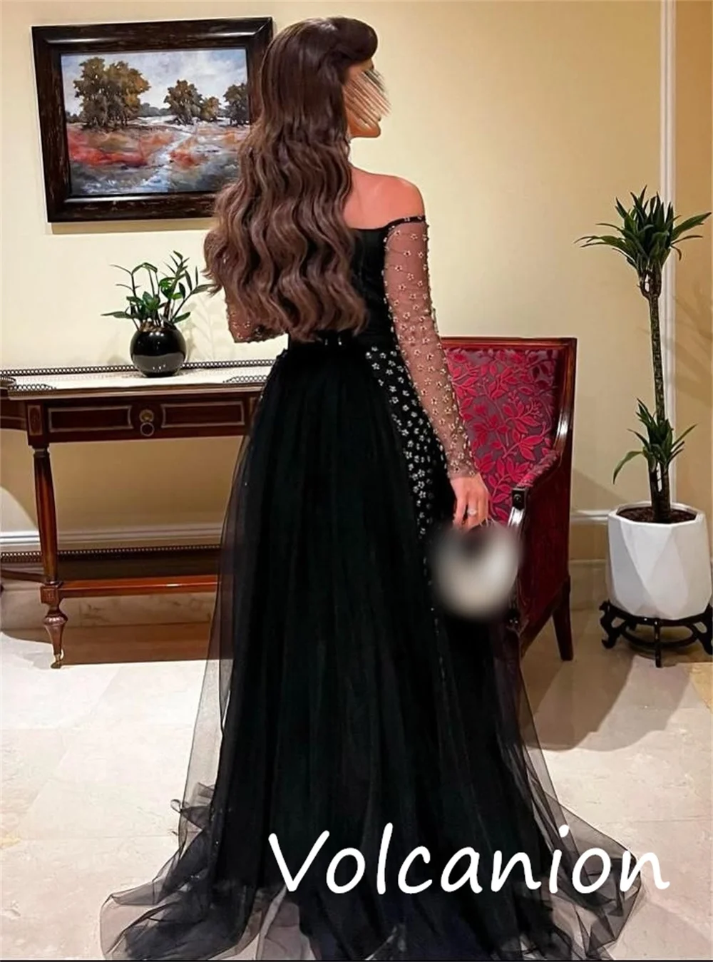 カスタマイズされたスパークルシンプルなネットスパンコールプリーツAラインオフショルダーロングドレスオーダーメイドの機会高品質