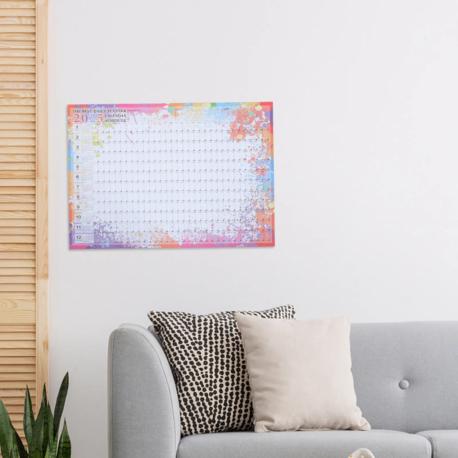 

Большой настенный календарь на 2025 год, 55x72 см, яркий дизайн, ежегодный органайзер для класса и офиса, складной, на 365 дней