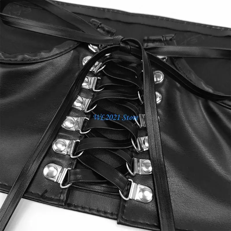 

G5GC Underbust Wide Laceup Corset Sexy Waist Belt Underbust Bustier Women Wide Cropped Top Lace Elastic Corset