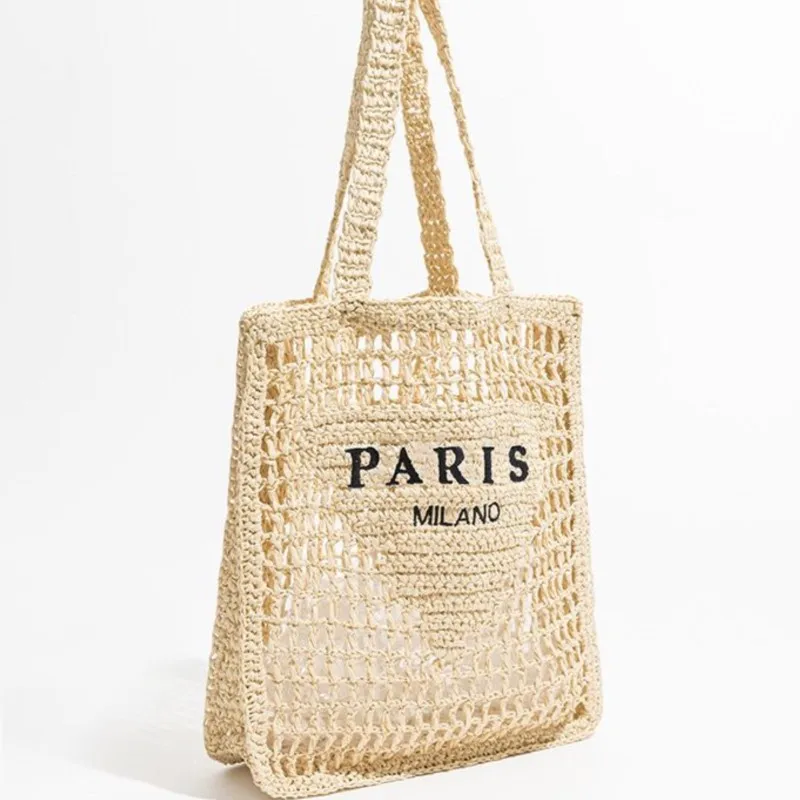 JIAERDI Harajuku Beige Straw Bags Women Vintage Weaving Hollow Out Chic Casual Beach Bag Ladies Retro Holiday Tote Bag Handbag