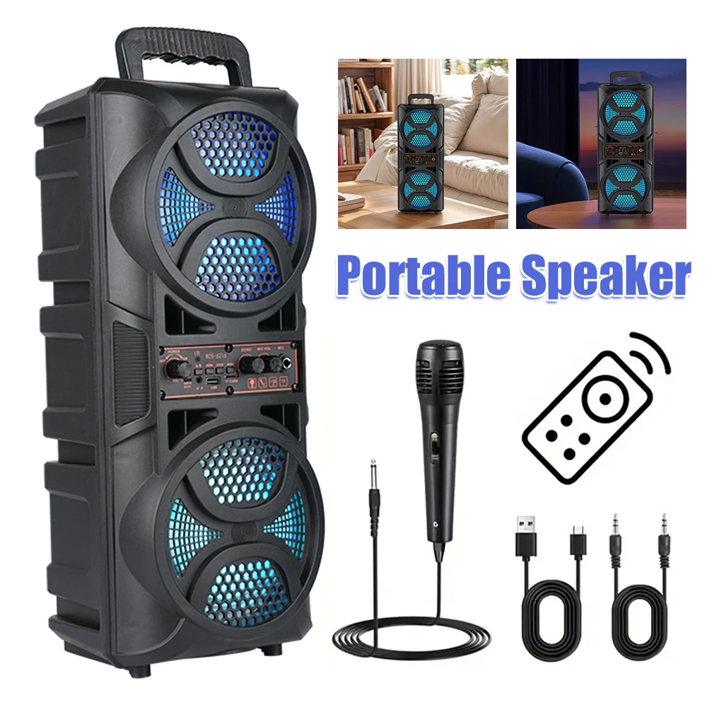 

Портативный динамик BT с поддержкой USB/TF/AUX/FM/BT/MIC, беспроводной стереодинамик, уличный динамик, длительное время воспроизведения для вечеринок на открытом воздухе
