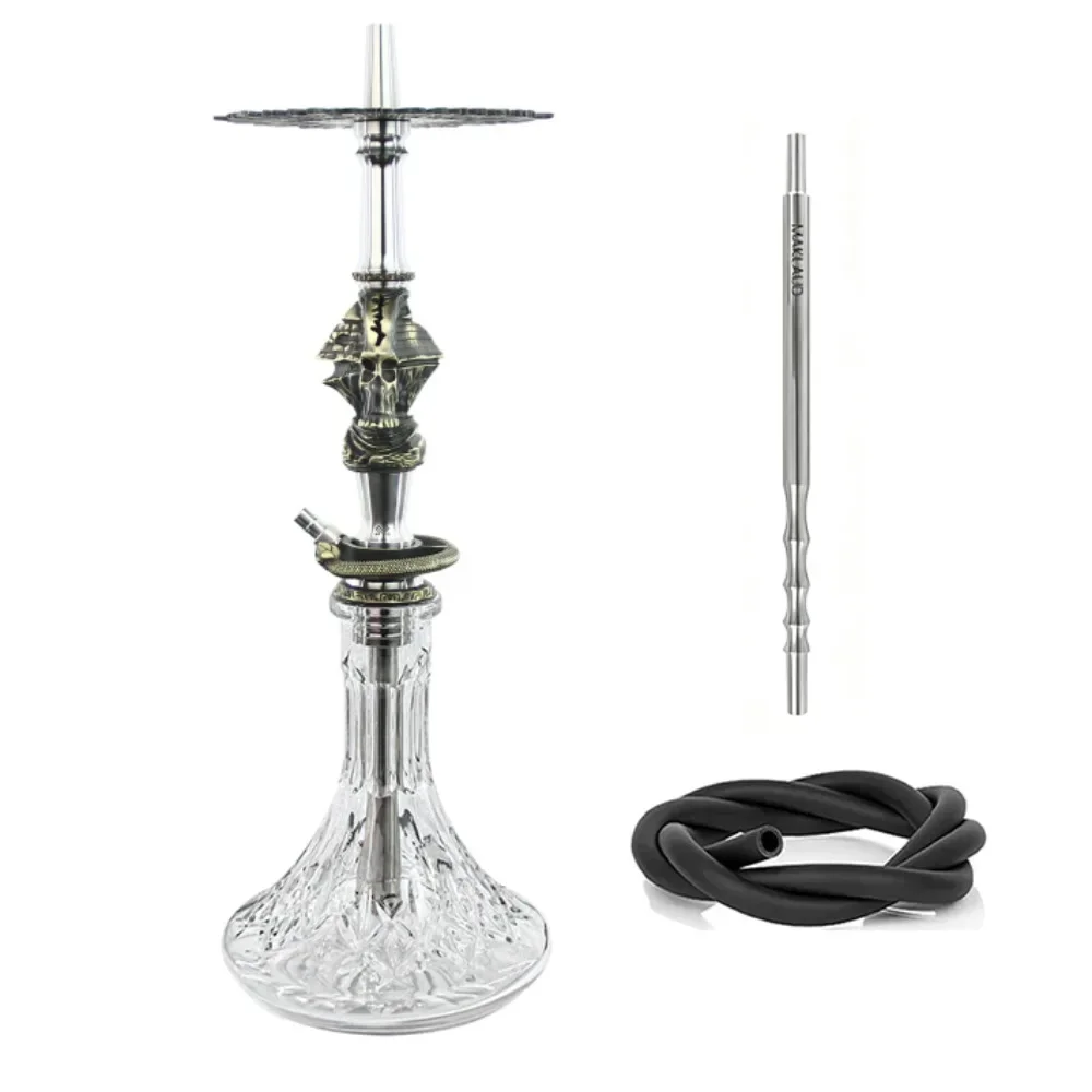 Maklaud Hookah Shisha High Quality Stainless Steel Large Hookah With Glass Bottle Single Hose