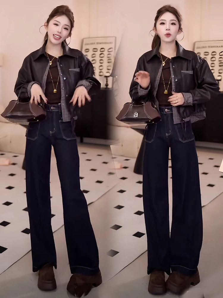 Sli ユニークなデザインのレザー Jaet 女性のファッショナブルなアウターウェア秋の新着若々しいカーディガントップ品質素材