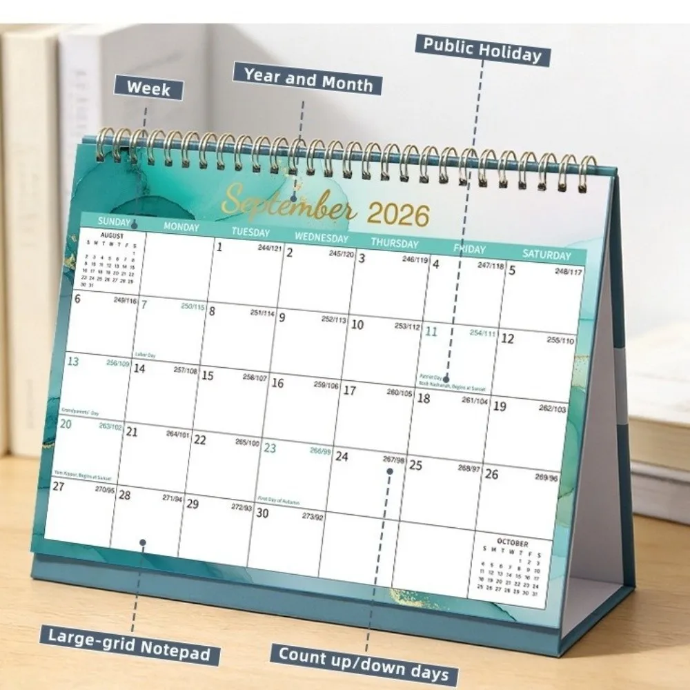Thick Paper Annual Calendar Portable Standing Daily Schedule Desktop Calendar Memo Pad July 2026-June 2027 Flip Calendar