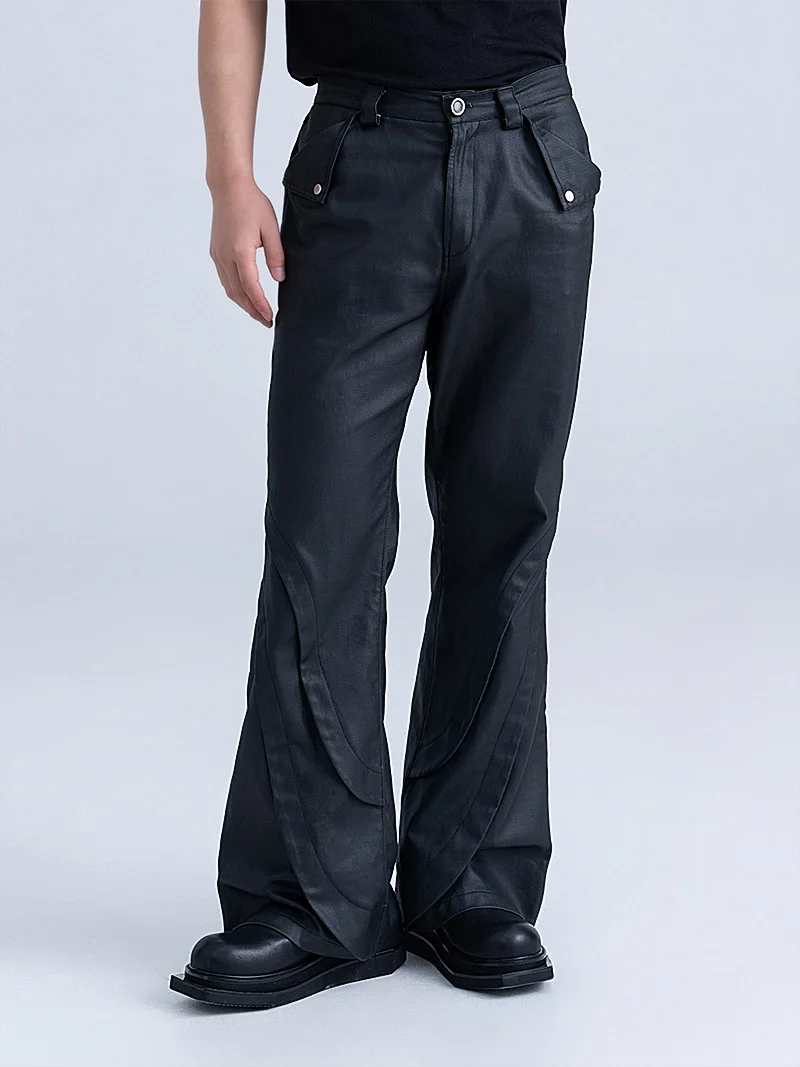 

Spring Coating Design Brush Wax Black First Avant-Garde Trousers Men's Pants