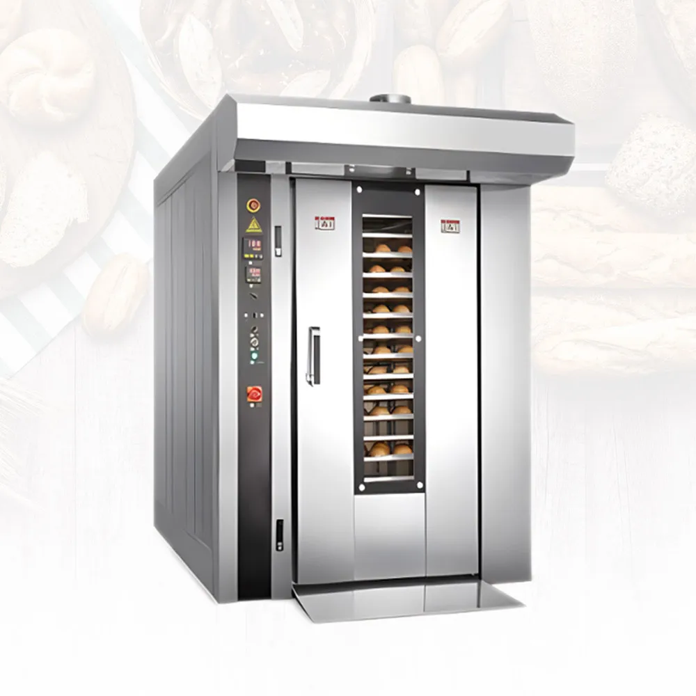 Stainless steel restaurant baking equipment gas commercial bakery oven 16 trays rotary oven