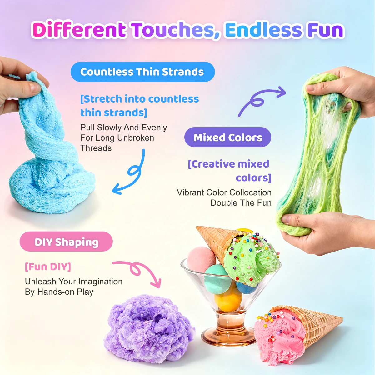 1PC Warm Yellow Fruit Scented Cloud Slime Random Orange Charms Kids DIY Stress Toy.