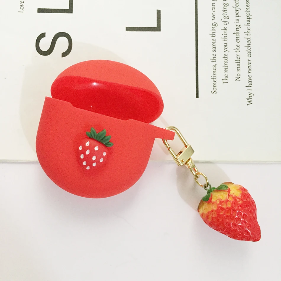 Untuk Xiaomi Redmi Bud 4 Casing Lucu Persik Gantungan Kunci Earphone Silikon Melindungi Casing Aksesoris Kotak Redmi Buds4