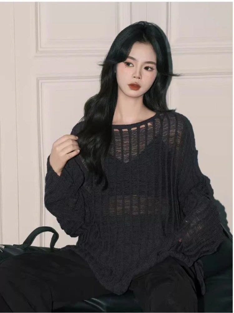 

Корейский джемпер, уличная одежда, свитер, женская одежда, повседневная мода с длинными рукавами, тонкие сексуальные вязаные пуловеры, топы Y2k