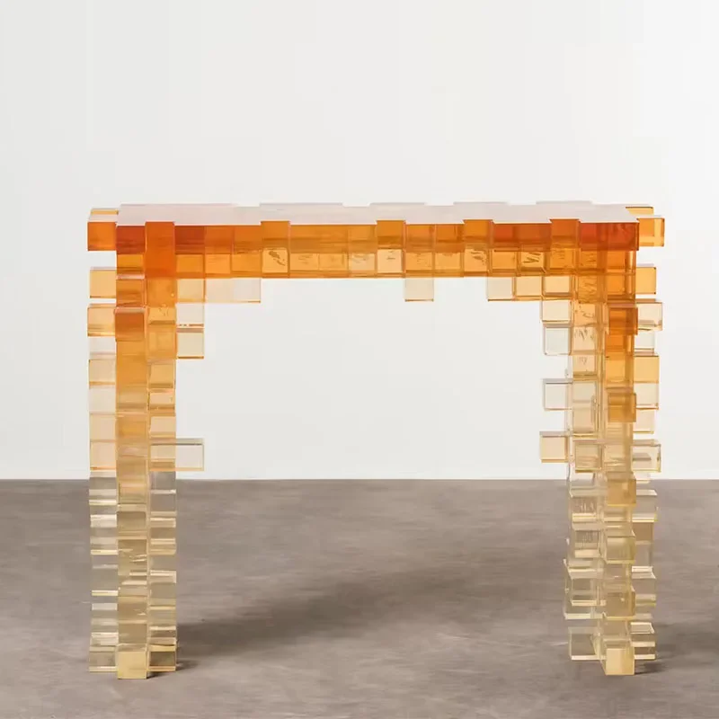 Modern acrylic entrance table, high-end living room, corridor decoration, end view, high-end entrance table