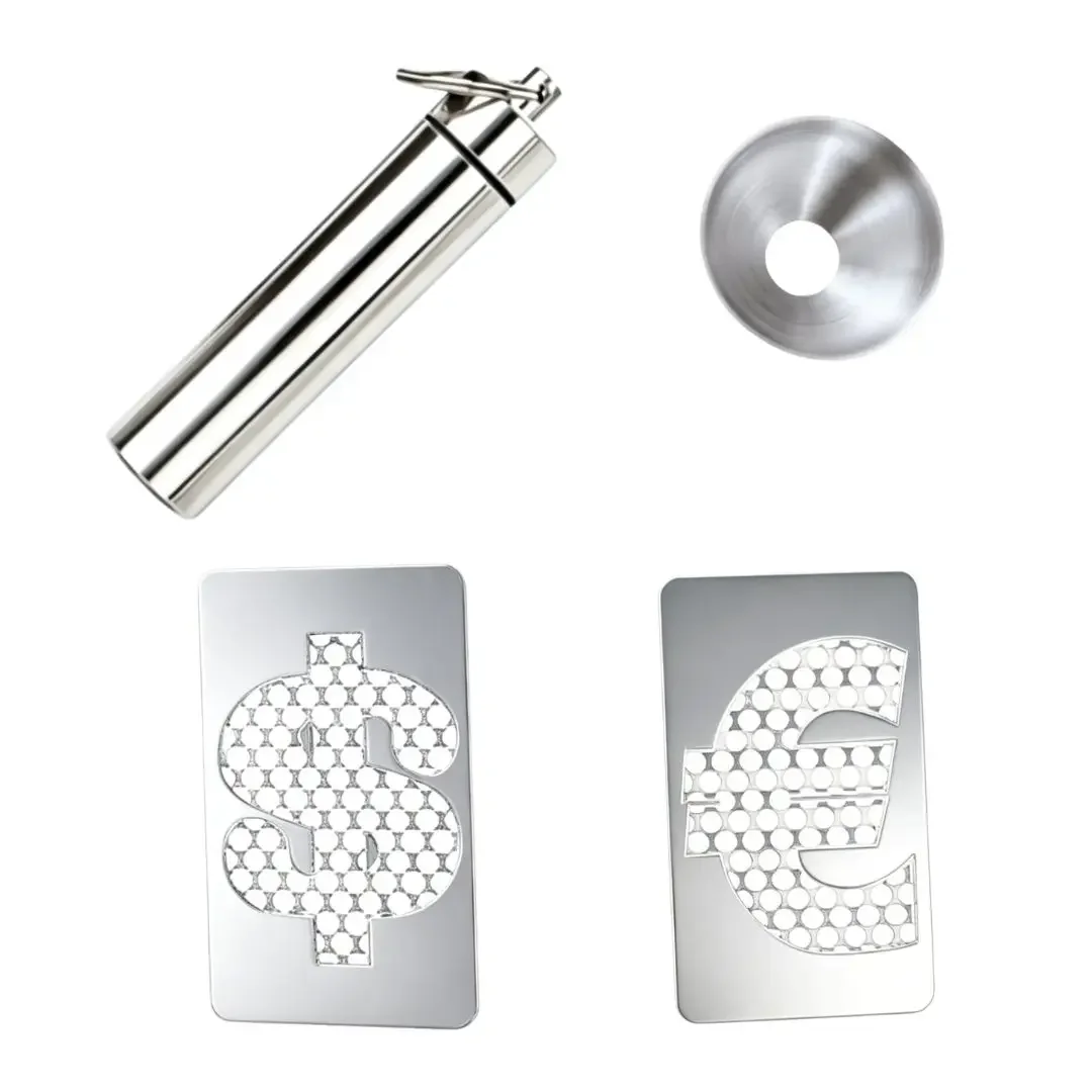 Convenient Lightweight Grinding Card Set with Funnel Medium Aluminum Bottle - Travel And Kitchen Essential
